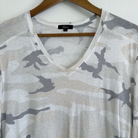 Rails Sami Camo Linen T Shirt Small Long Sleeve Stone - Picture 3 of 8